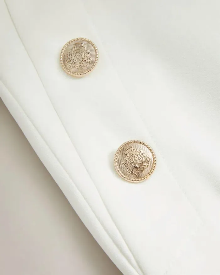 Embossed Button Wide Leg Trousers White Women Ted Baker Clothing Embossed Button Wide Leg Trousers White Women Ted Baker Clothing