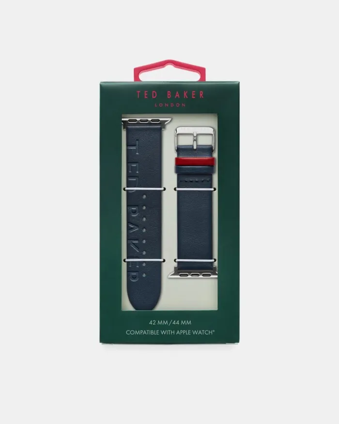 Embossed Leather Watch Strap Blue Men Ted Baker Watches and Jewelry