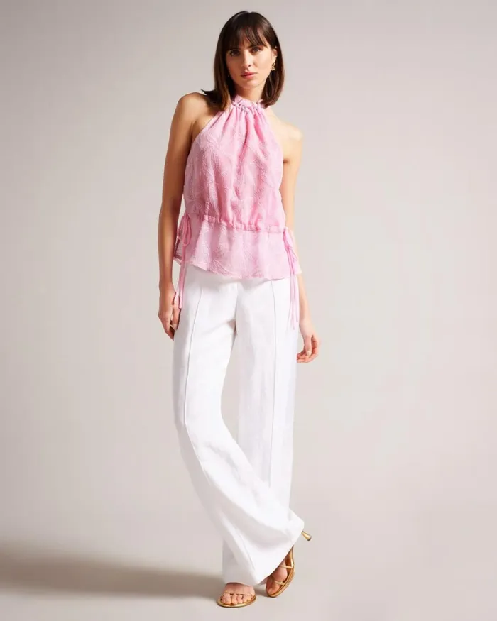 Embroidered Halter Neck Top Lilac Women Ted Baker Clothing Embroidered Halter Neck Top Lilac Women Ted Baker Clothing