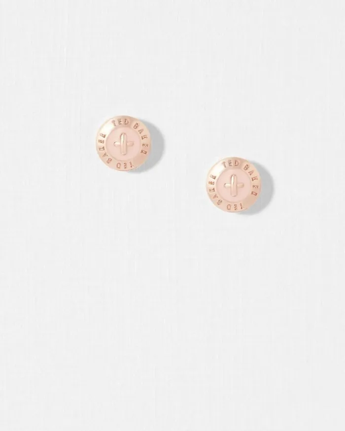 Enamel Button Stud Earrings BabyPink Women Ted Baker Jewelry