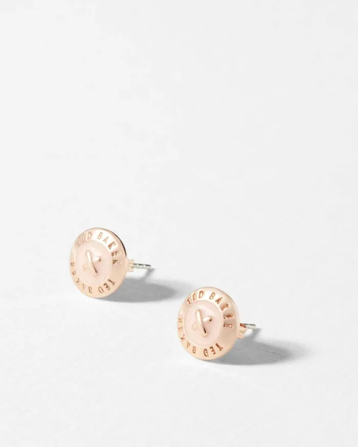 Enamel Button Stud Earrings BabyPink Women Ted Baker Jewelry