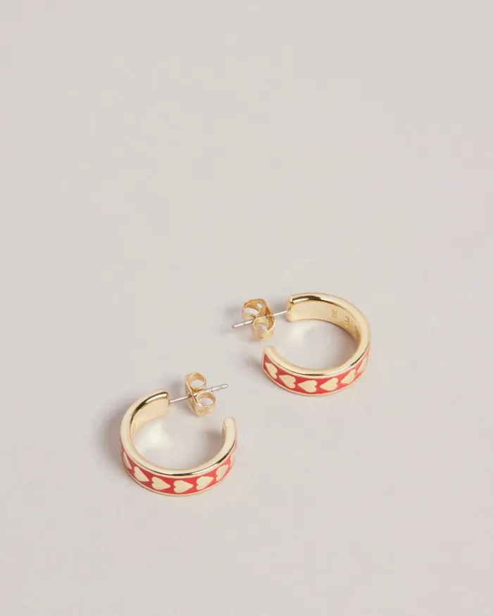 Enamel Heart Hoop Earrings Red Women Ted Baker Jewelry