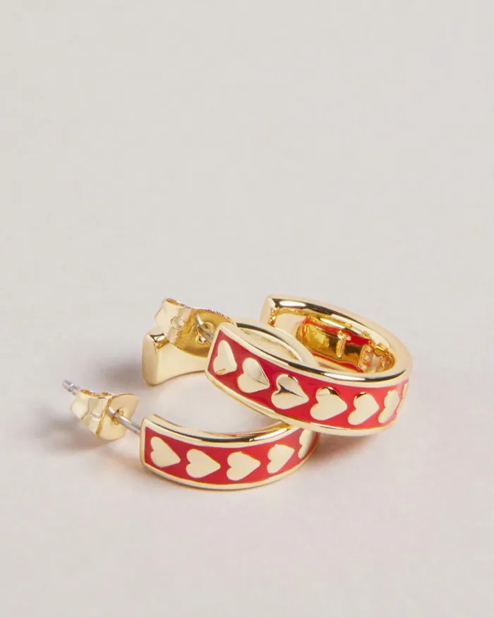 Enamel Heart Hoop Earrings Red Women Ted Baker Jewelry