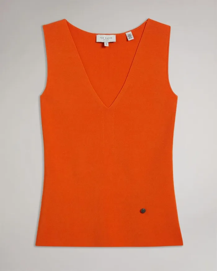 Engineered Knit Top Pale Orange Women Ted Baker Clothing