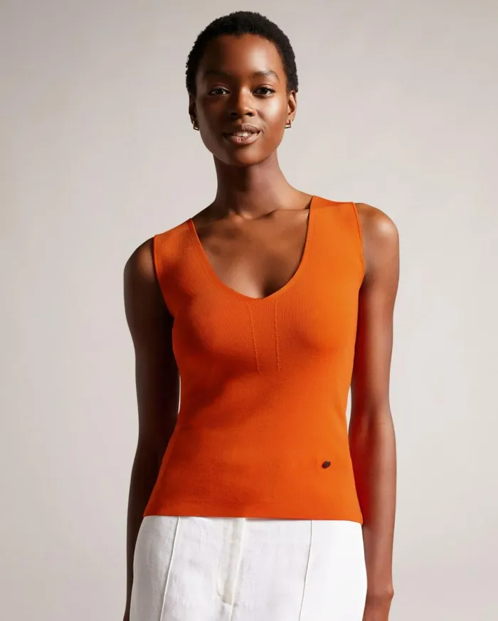 Engineered Knit Top Pale Orange Women Ted Baker Clothing Engineered Knit Top Pale Orange Women Ted Baker Clothing