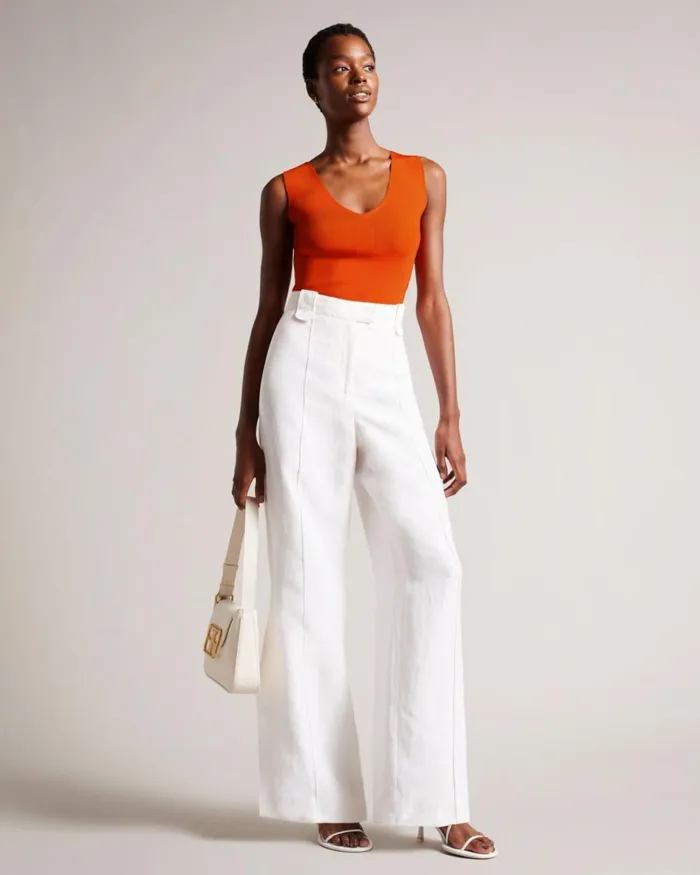 Engineered Knit Top Pale Orange Women Ted Baker Clothing Engineered Knit Top Pale Orange Women Ted Baker Clothing