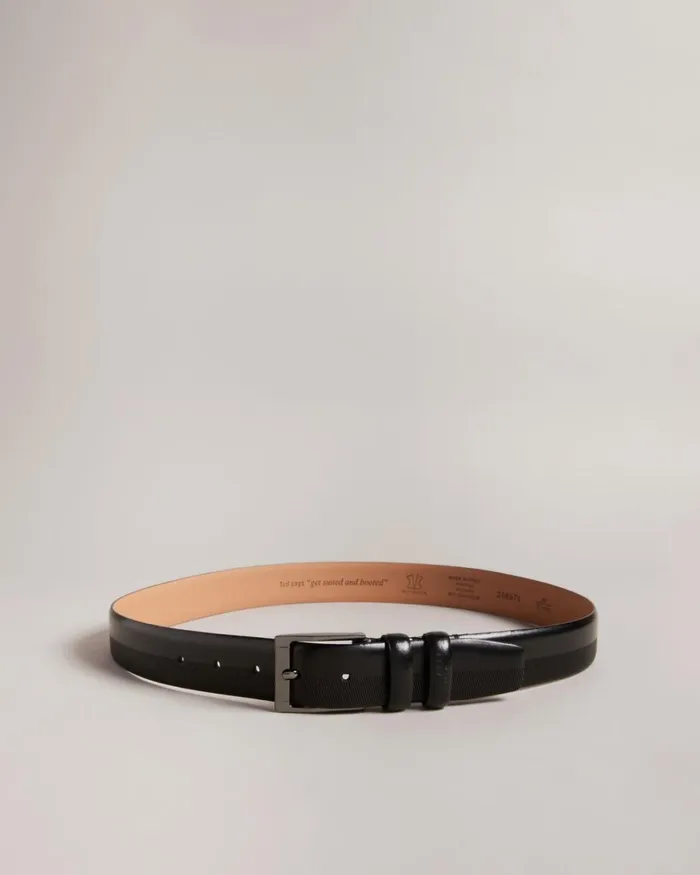 Etched Leather Belt Black Men Ted Baker Belts