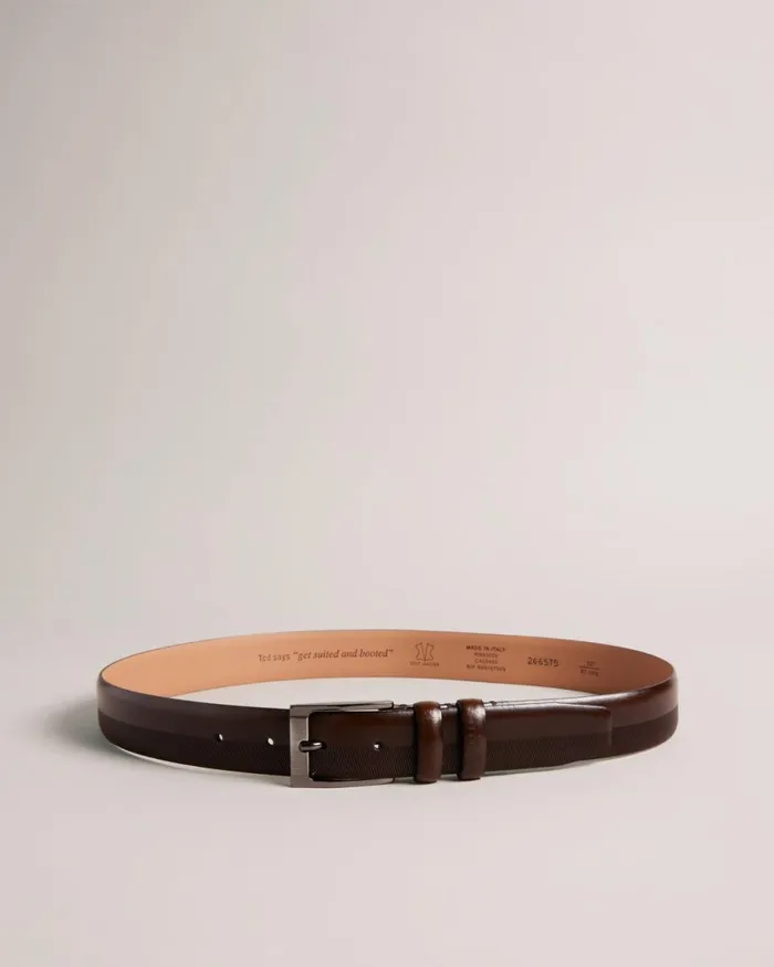 Etched Leather Belt BrownChocolate Men Ted Baker Belts