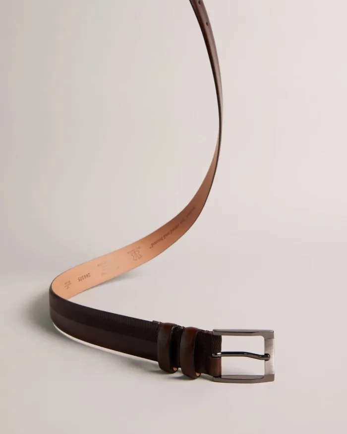 Etched Leather Belt BrownChocolate Men Ted Baker Belts