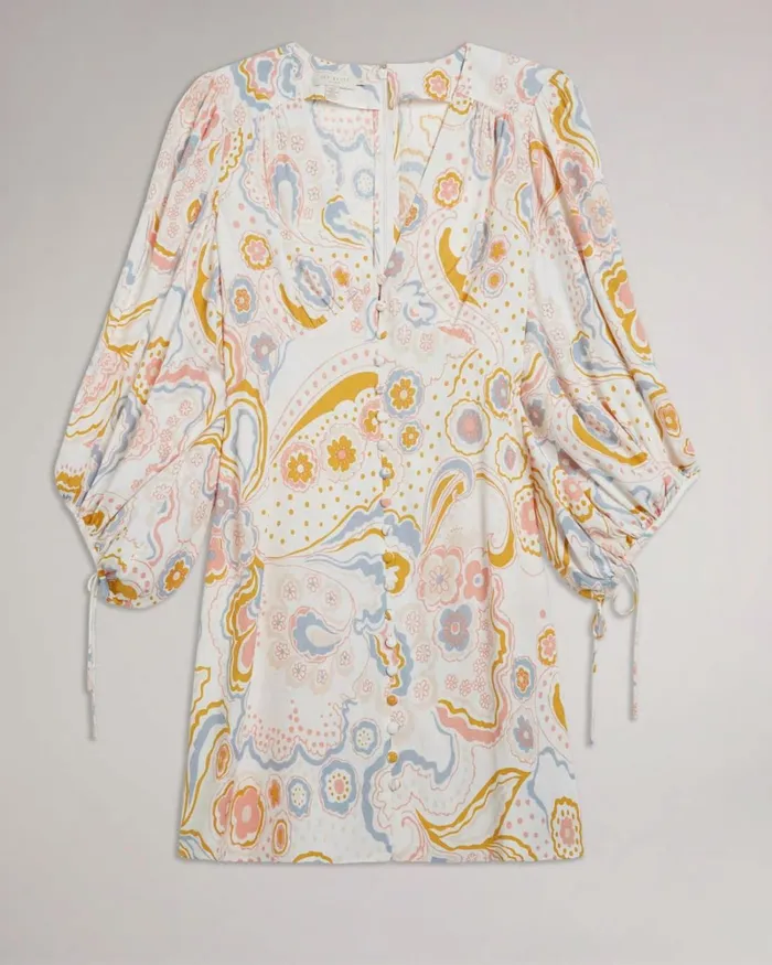 Exaggerated Sleeve Mini Dress White Women Ted Baker Dresses