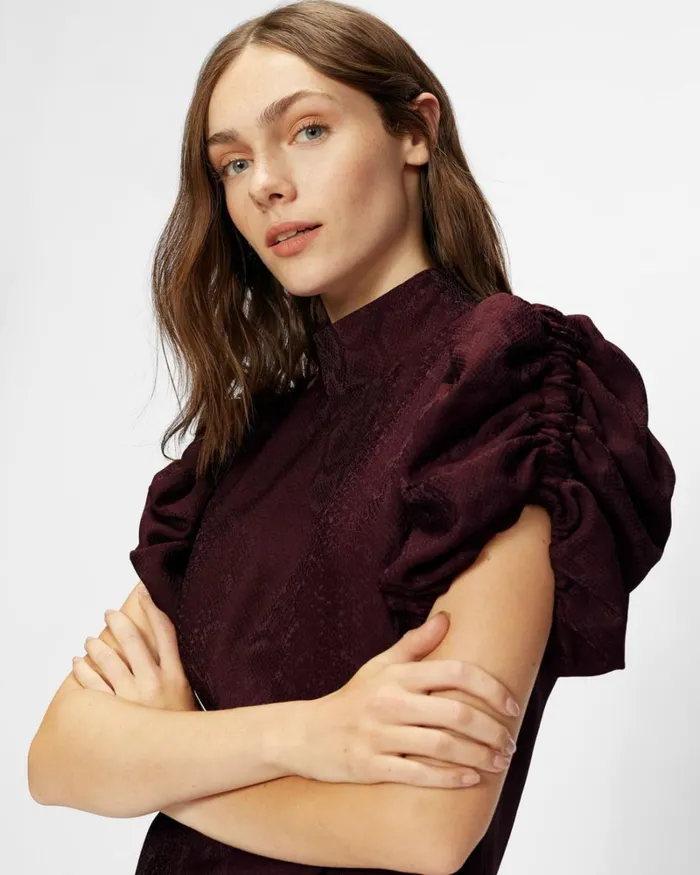 Exaggerated Sleeve Top Deep Purple Women Ted Baker Tops and TShirts Exaggerated Sleeve Top Deep Purple Women Ted Baker Tops and TShirts