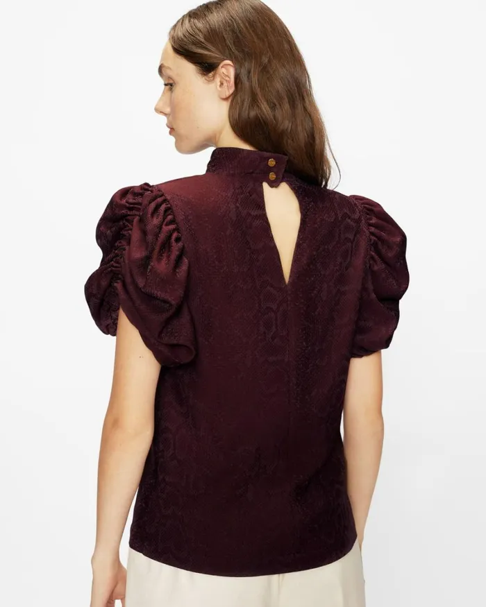 Exaggerated Sleeve Top Deep Purple Women Ted Baker Tops and TShirts Exaggerated Sleeve Top Deep Purple Women Ted Baker Tops and TShirts