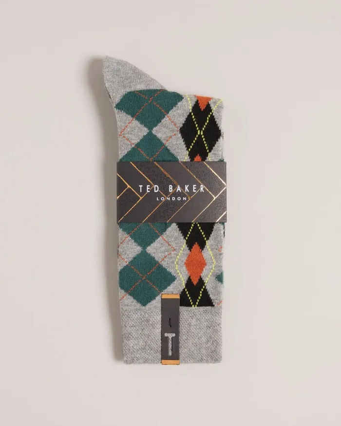 Fair Isle Pattern Socks Gray Men Ted Baker Socks