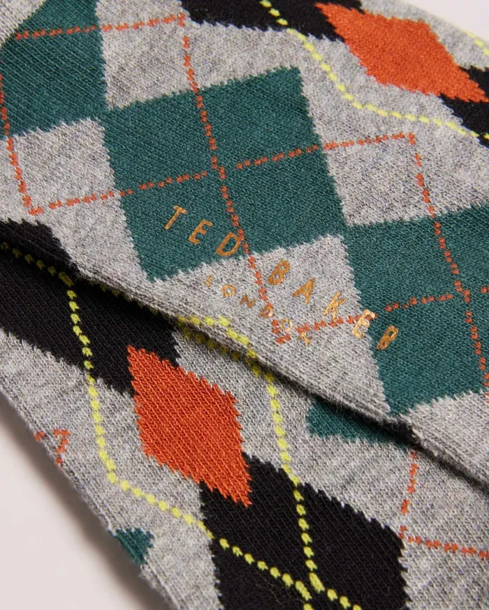 Fair Isle Pattern Socks Gray Men Ted Baker Socks