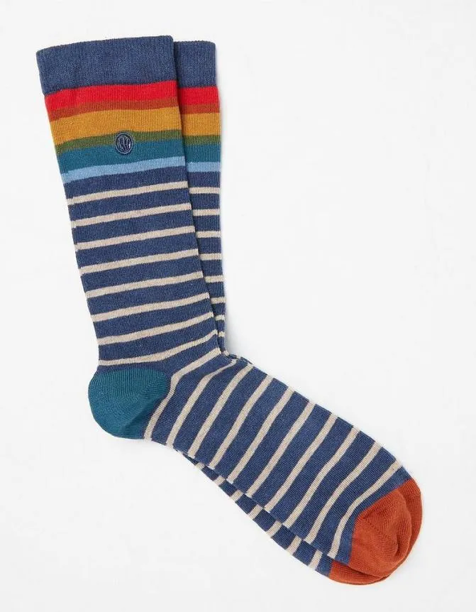 Fatface 3 For 2 Socks Pop Stripe Socks Navy 8211 Men