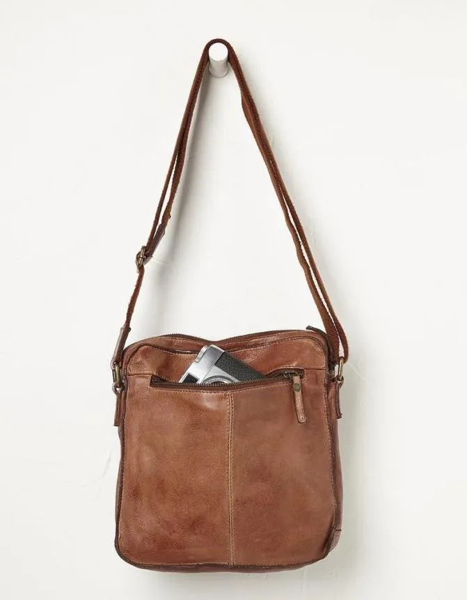 Fatface Bags and Wallets Leather Cross Body Bag Chestnut 8211 Men