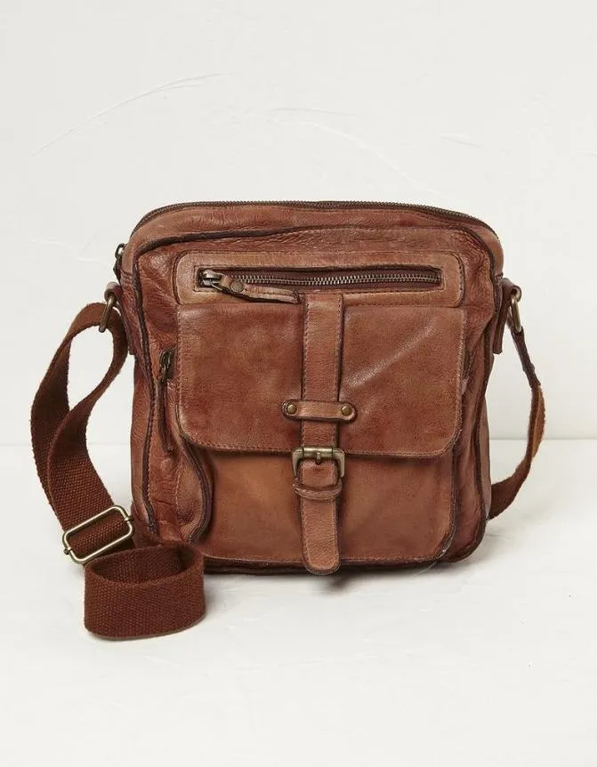 Fatface Bags and Wallets Leather Cross Body Bag Chestnut 8211 Men