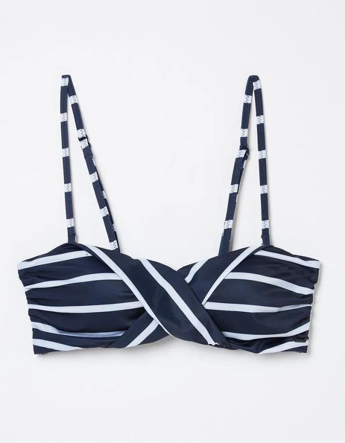 Fatface Beachwear and Swimwear Breton Bikini Twist Top Navy 8211 Women