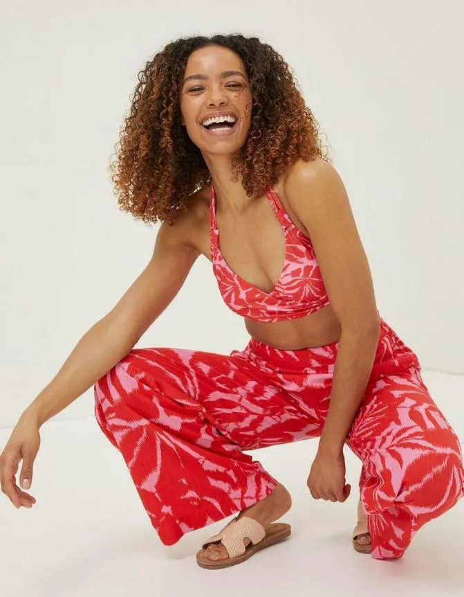 Fatface Beachwear and Swimwear Ikat Leaves Bikini Top Bright Pink 8211 Women Fatface Beachwear and Swimwear Ikat Leaves Bikini Top Bright Pink 8211 Women