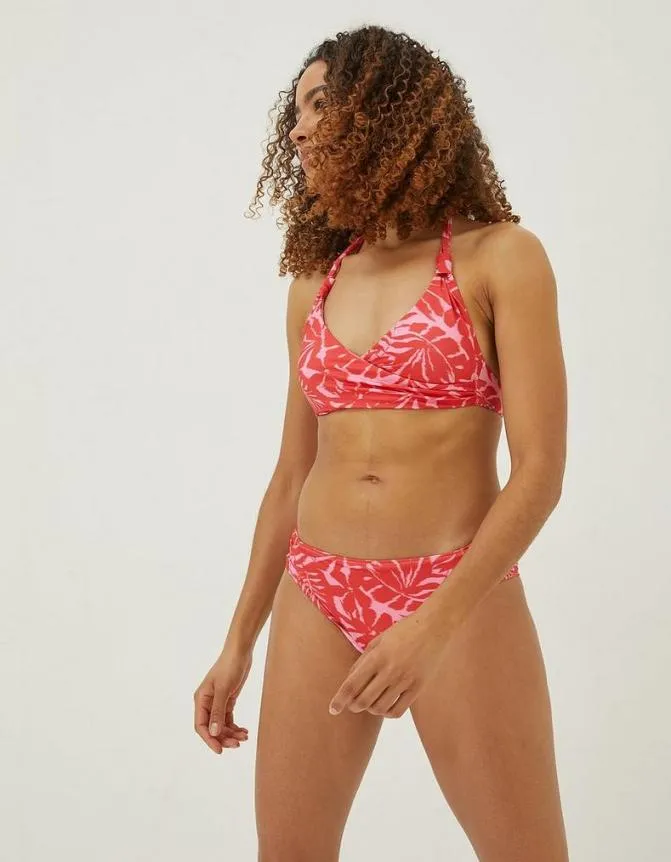 Fatface Beachwear and Swimwear Ikat Leaves Bikini Top Bright Pink 8211 Women