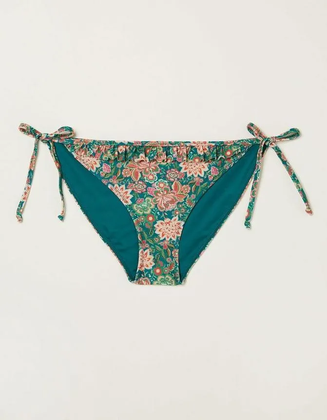 Fatface Beachwear and Swimwear Paradise Frill Bikini Bottoms Teal Green 8211 Women