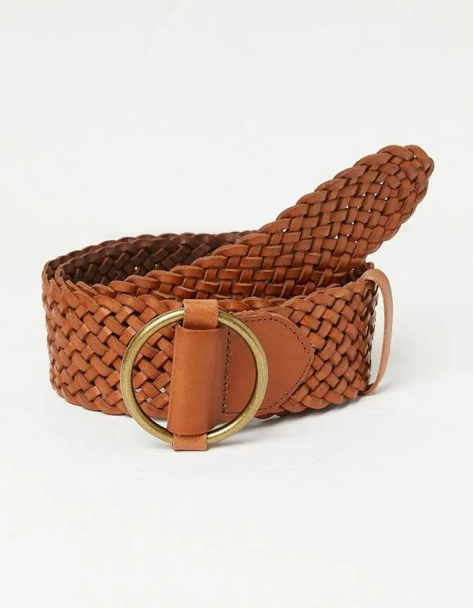 Fatface Belts Wide Leather Weave Belt Tan 8211 Women