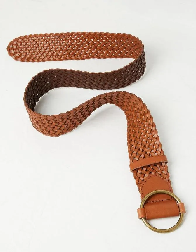 Fatface Belts Wide Leather Weave Belt Tan 8211 Women