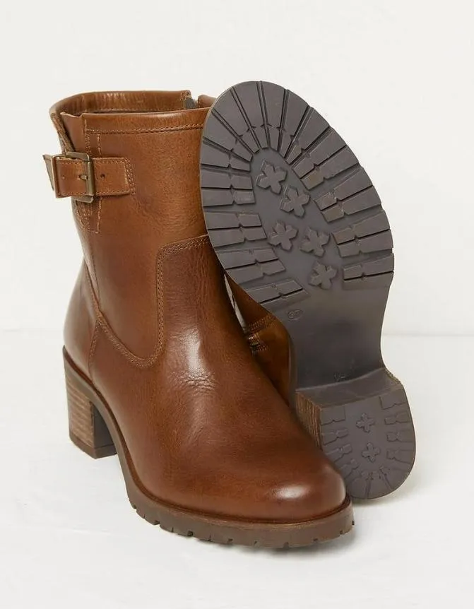Fatface Boots Hollie Mid Heel Leather Boots Tan 8211 Women