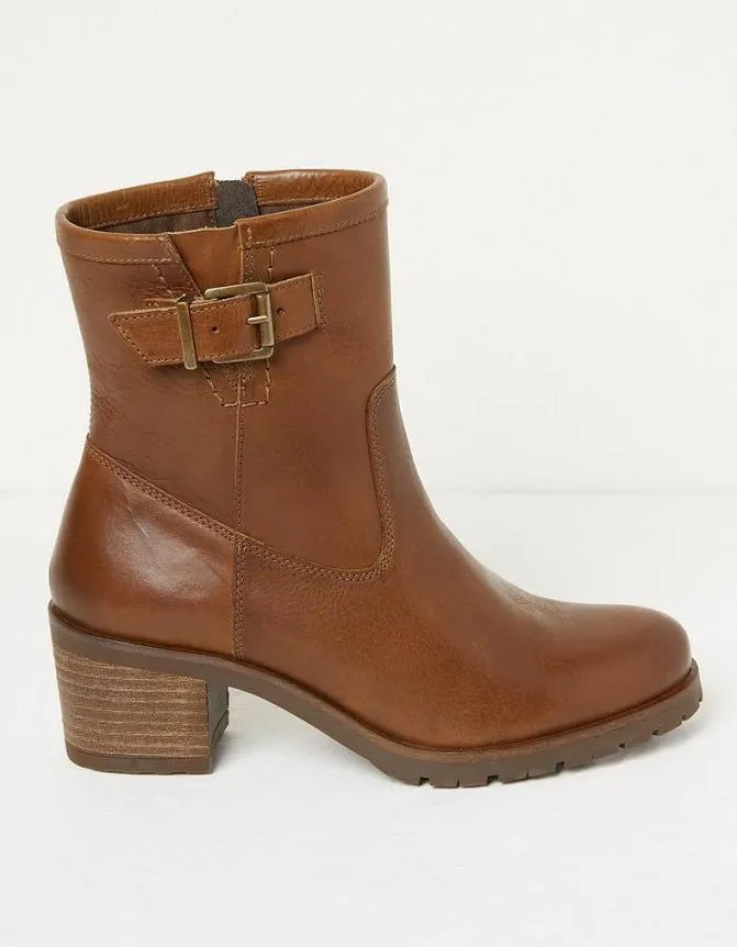 Fatface Boots Hollie Mid Heel Leather Boots Tan 8211 Women
