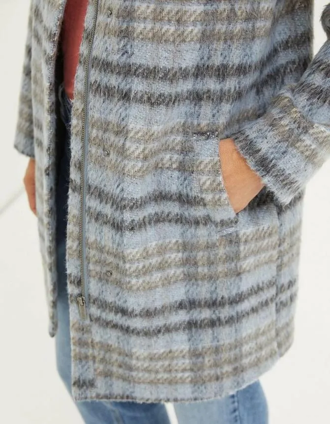 Fatface Coats and Jackets Freya Wool Blend Check Coat Grey 8211 Women