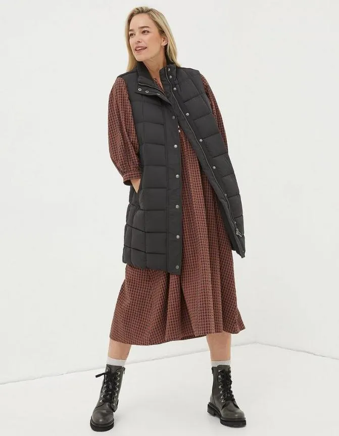 Fatface Coats and Jackets Sienna Longline Gilet Black 8211 Women
