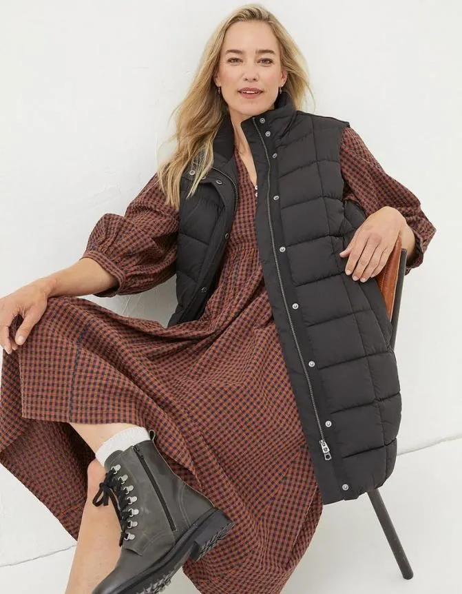 Fatface Coats and Jackets Sienna Longline Gilet Black 8211 Women