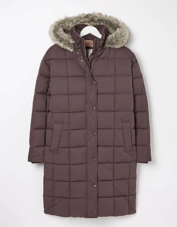 Fatface Coats and Jackets Sienna Quilted Mid Length Coat Plum 8211 Women