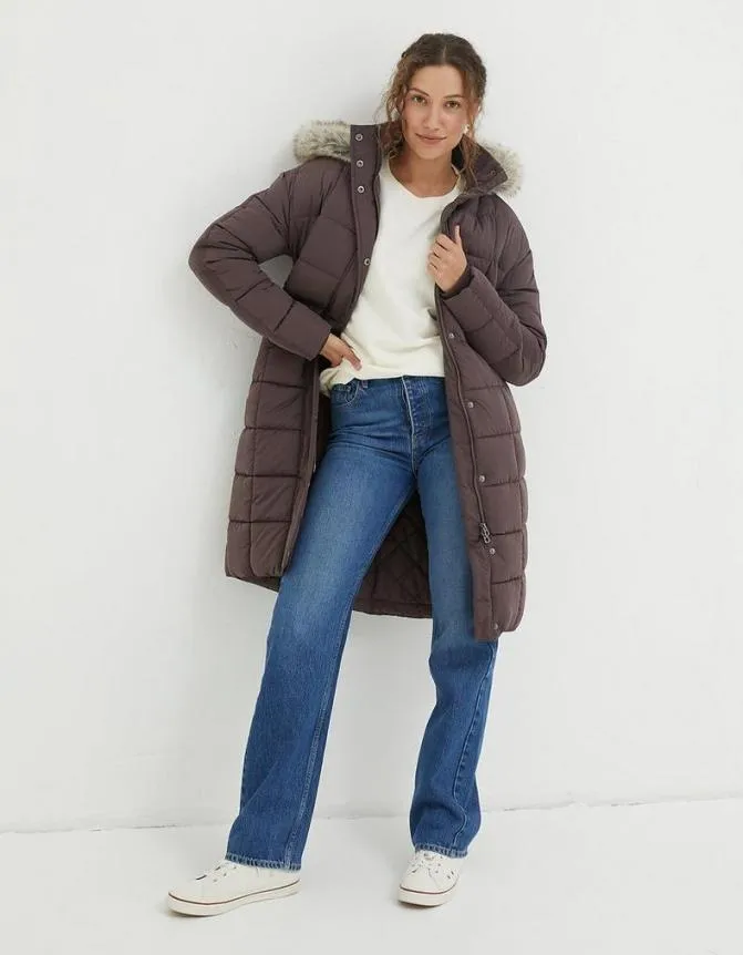 Fatface Coats and Jackets Sienna Quilted Mid Length Coat Plum 8211 Women