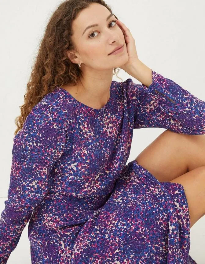 Fatface Dresses Haldon Layered Spot Midi Dress Navy 8211 Women
