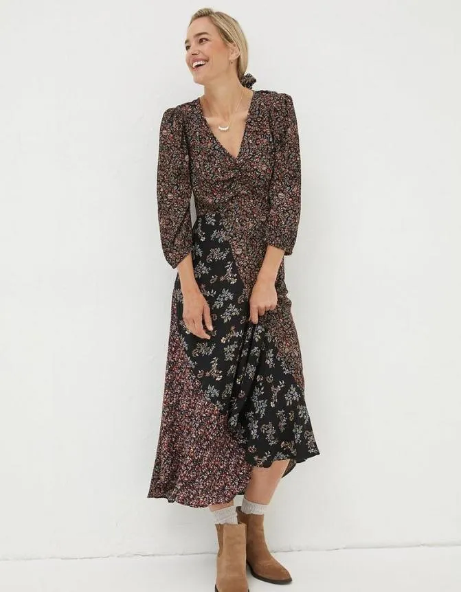 Fatface Dresses Nate Craft Floral Midi Dress Black 8211 Women