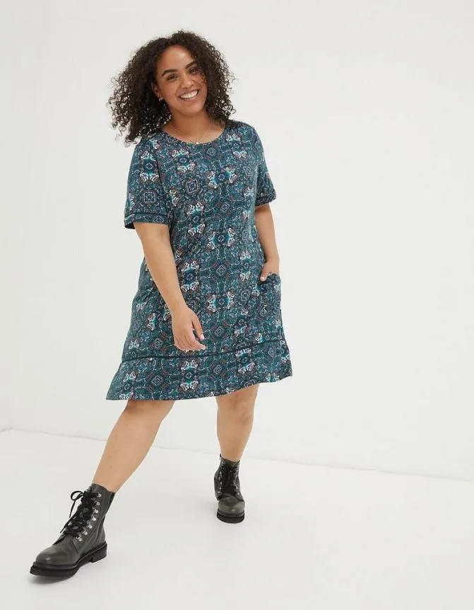 Fatface Dresses Simone Mirrored Jersey Dress Teal Green 8211 Women