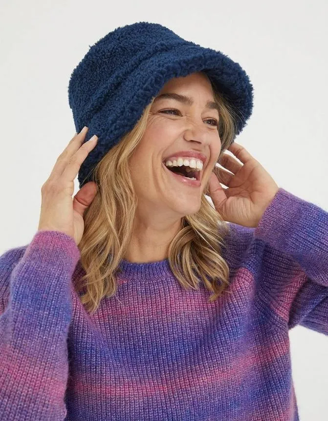 Fatface Hats Eliza Fleece Bucket Hat Navy 8211 Women