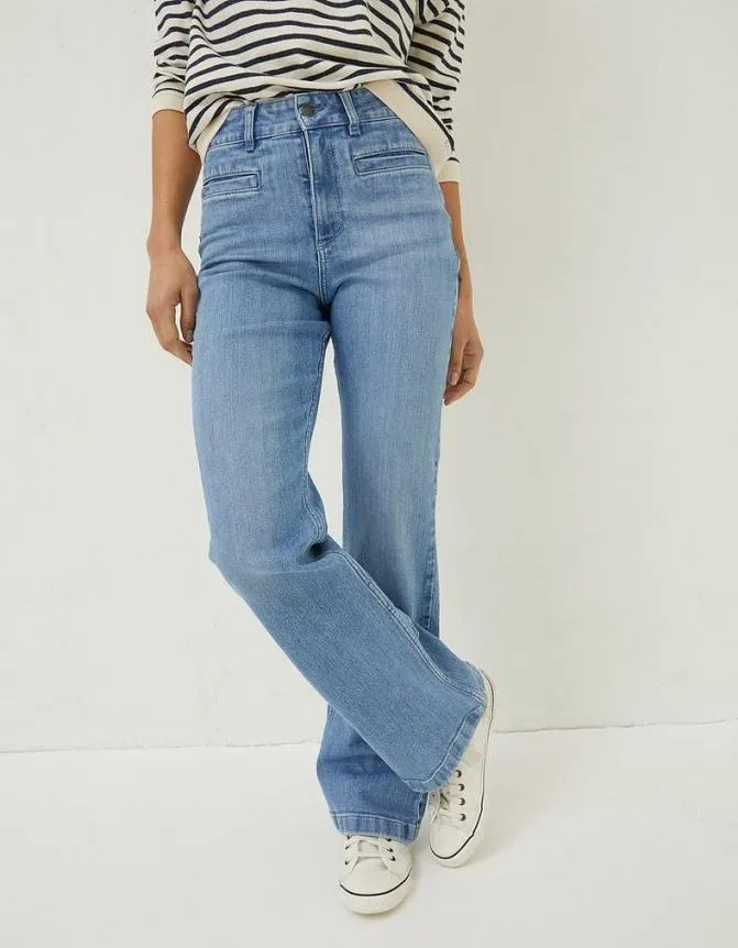 Fatface Jeans and Dungarees Fly Flare Comfort Stretch Jeans Light Blue 8211 Women