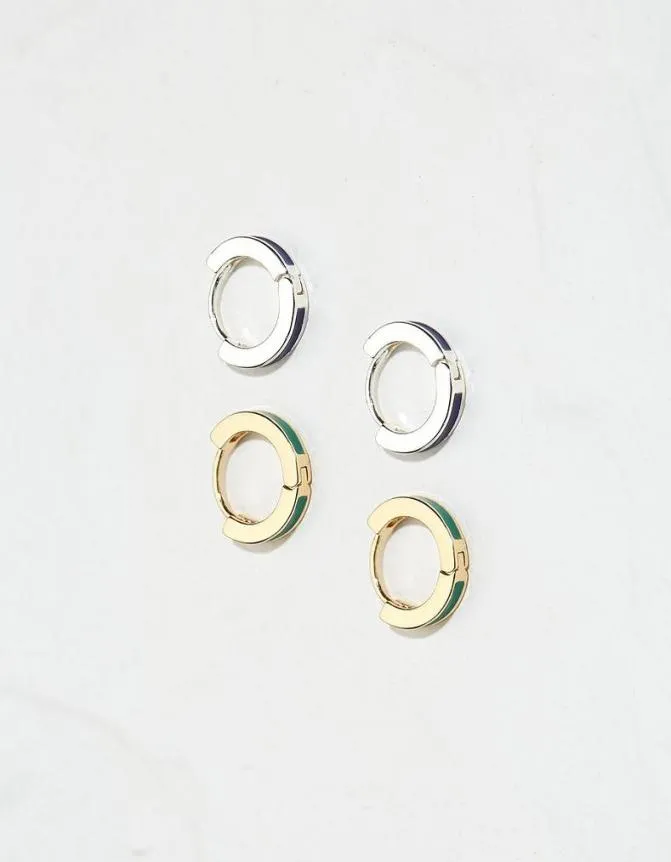 Fatface Jewellery 2pk Enamel Huggy Hoops Multi 8211 Women