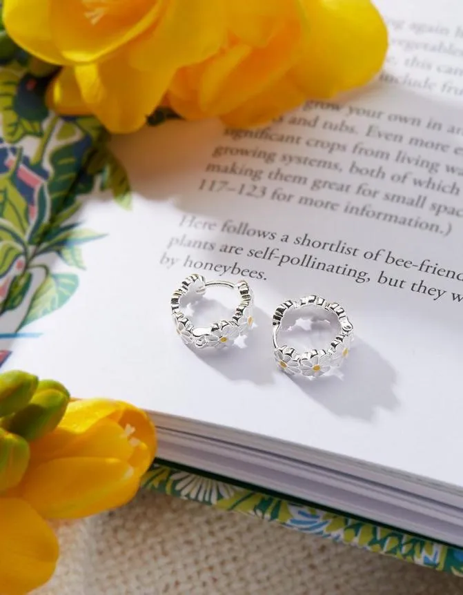 Fatface Jewellery Daisy Hoop Earrings White 8211 Women