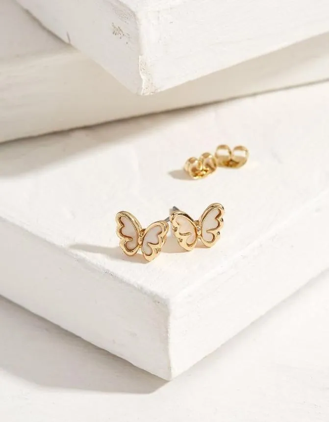 Fatface Jewellery Enamel Butterfly Stud Earrings Gold 8211 Women