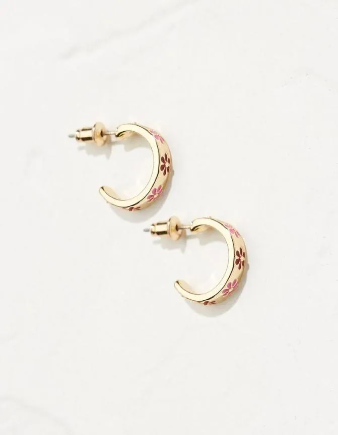 Fatface Jewellery Enamel Daisy Hoops Pink 8211 Women