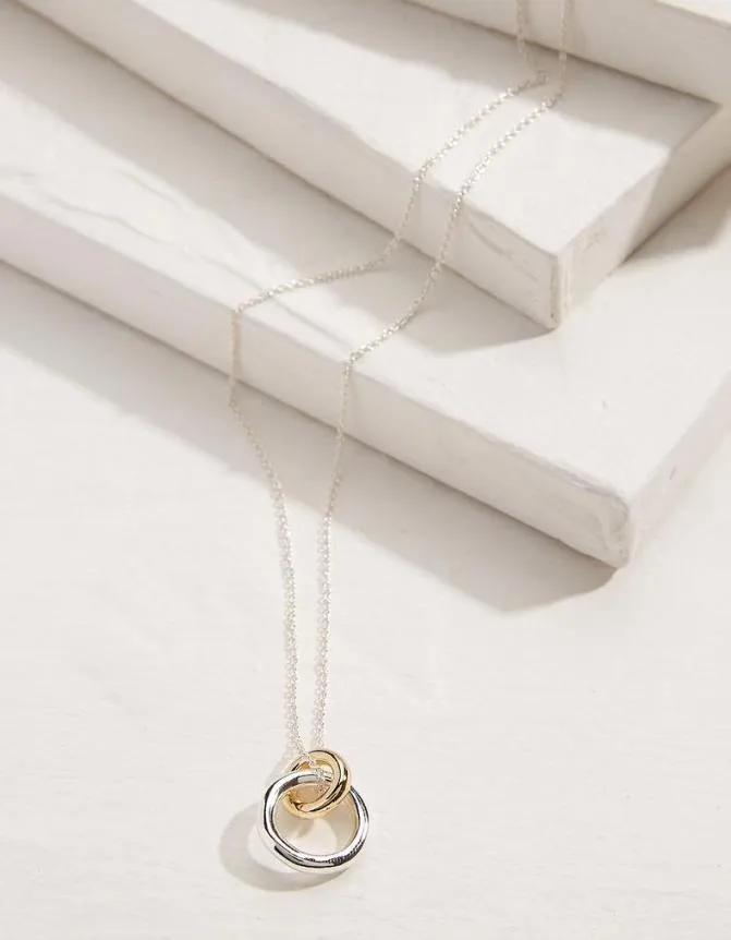 Fatface Jewellery Gold And Silver Disc Pendant Necklace Silver 8211 Women