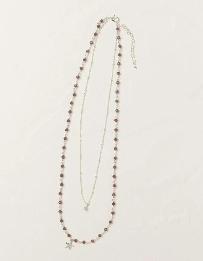 Fatface Jewellery Layered Star Bead Necklace Purple 8211 Women