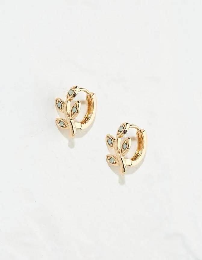 Fatface Jewellery Leaf And Gem Huggy Hoops Gold 8211 Women