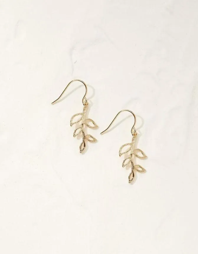 Fatface Jewellery Leaf Drop Earring Gold 8211 Women
