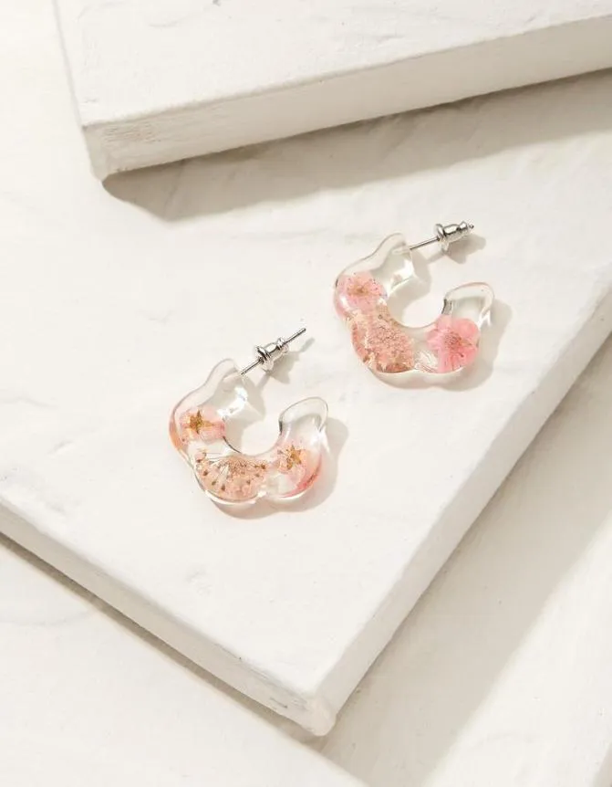 Fatface Jewellery Pressed Flower Hoop Earring Pink 8211 Women