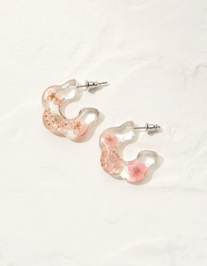 Fatface Jewellery Pressed Flower Hoop Earring Pink 8211 Women