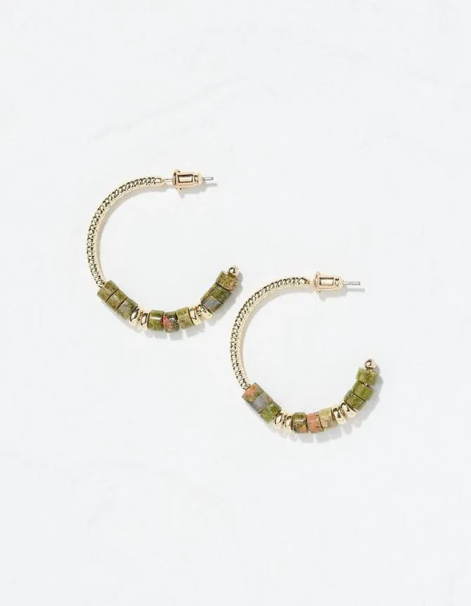 Fatface Jewellery Stone Hoop Earrings Green 8211 Women